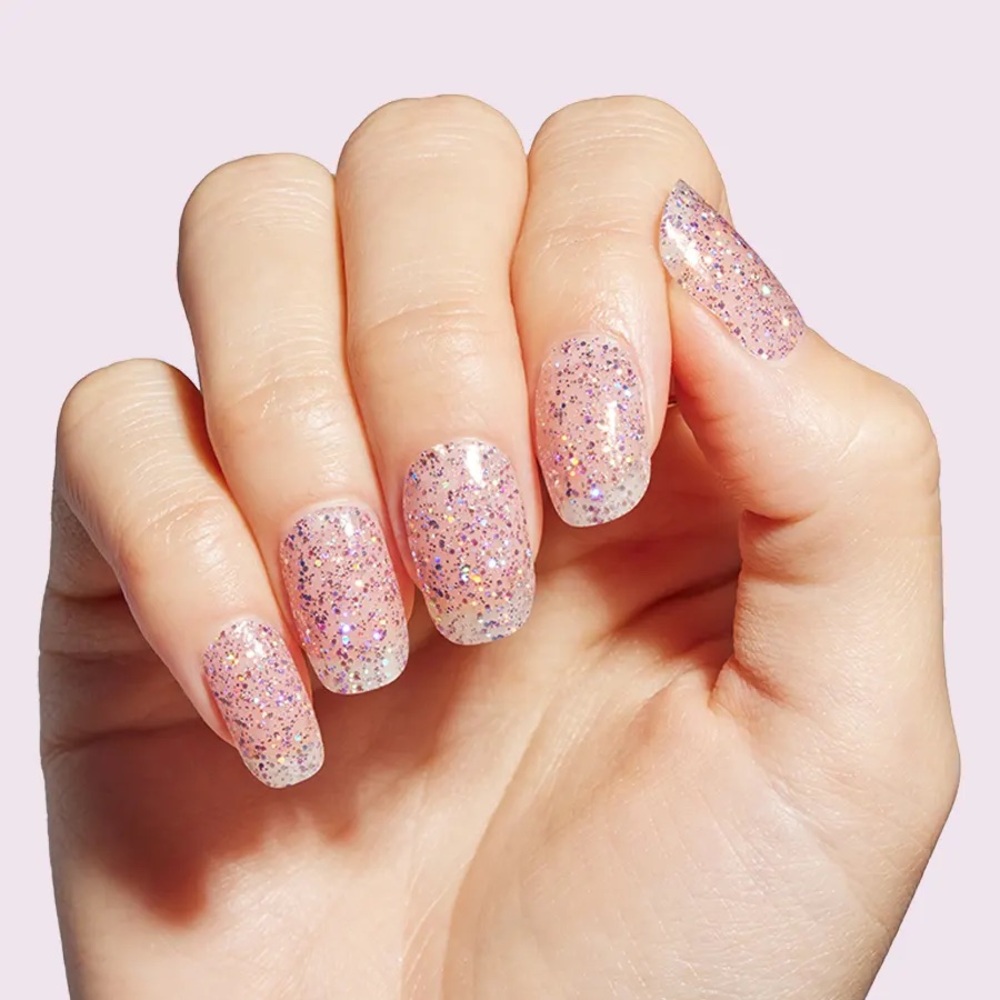 Color Street Pink Glitter Nail Strips Shimmer Down